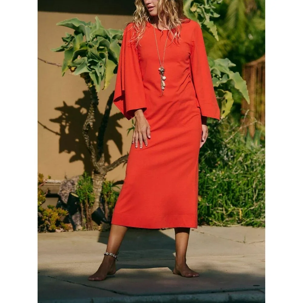 Free People Free Est Briar Midi Dress Handkerchief Sleeve Cotton Resort S 288242
